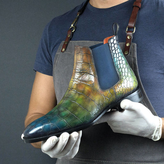 Handcrafted Chelsea Boots (Limited Edition) Croc Jungle Patina