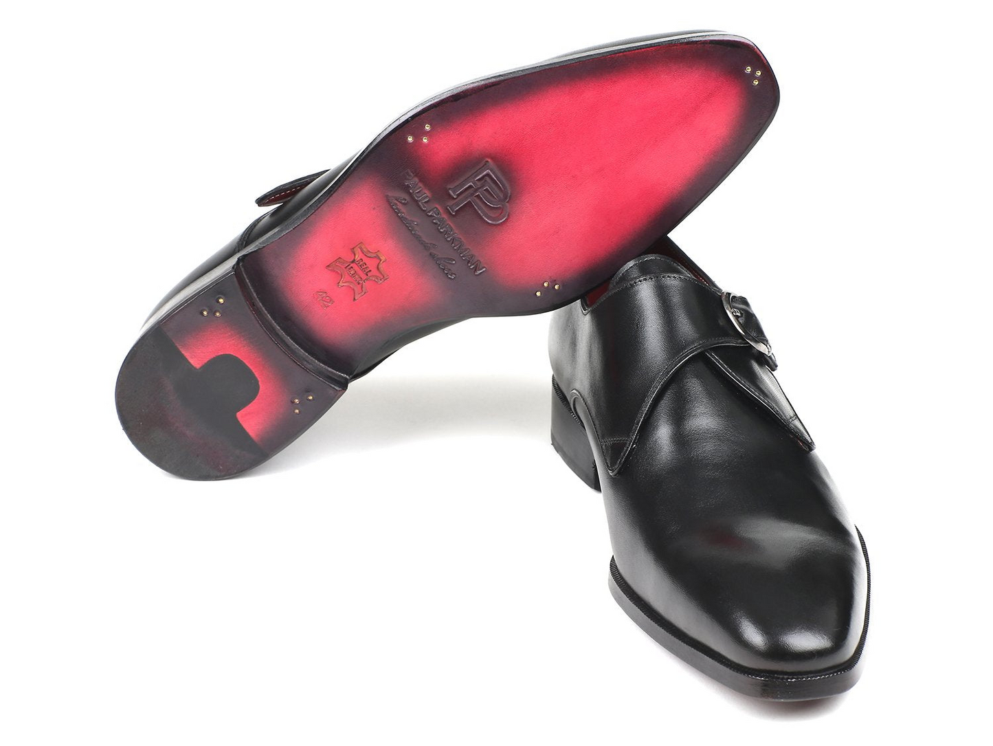 Classic Black Leather Single Monkstraps, Handmade to order.