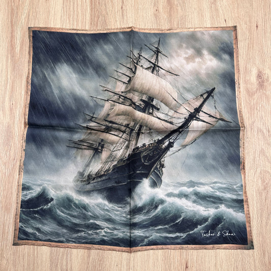 Storm at Sea Silk Pocket Square, Platinum Edition