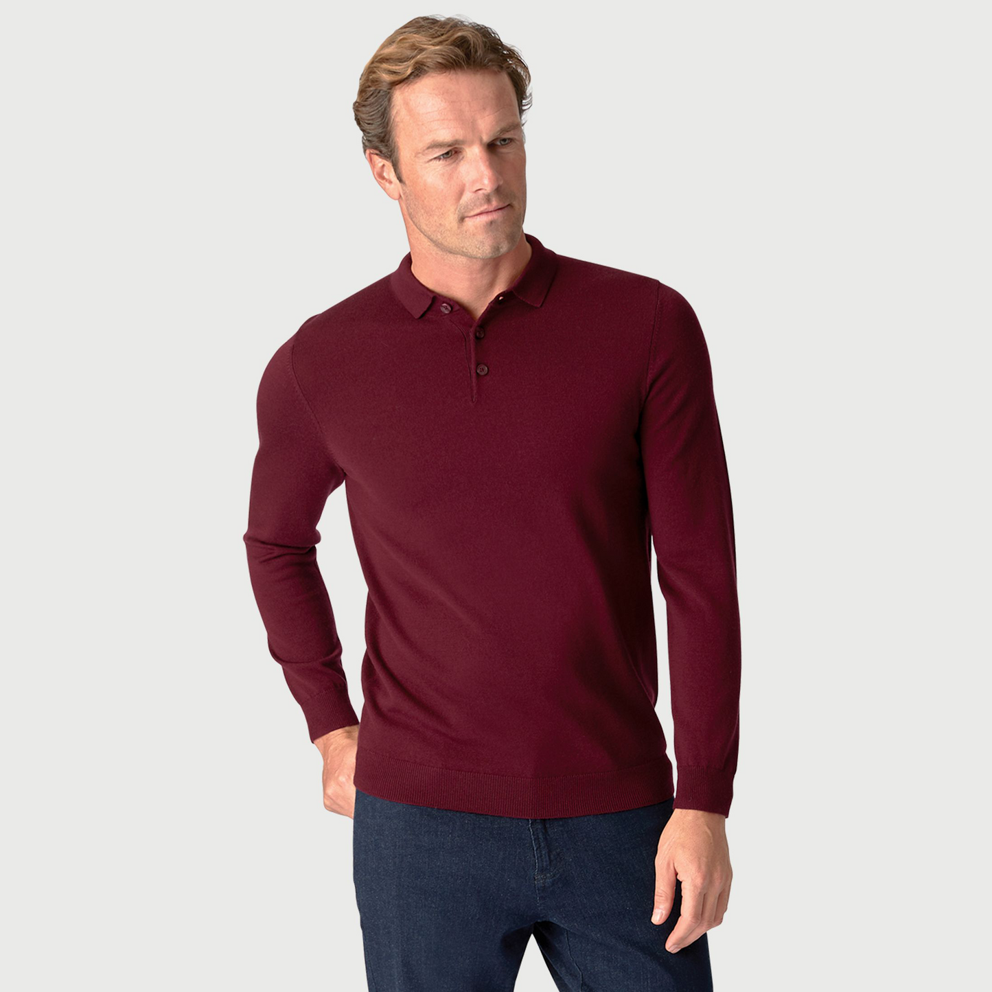 Merino Wool Long Sleeved Polo