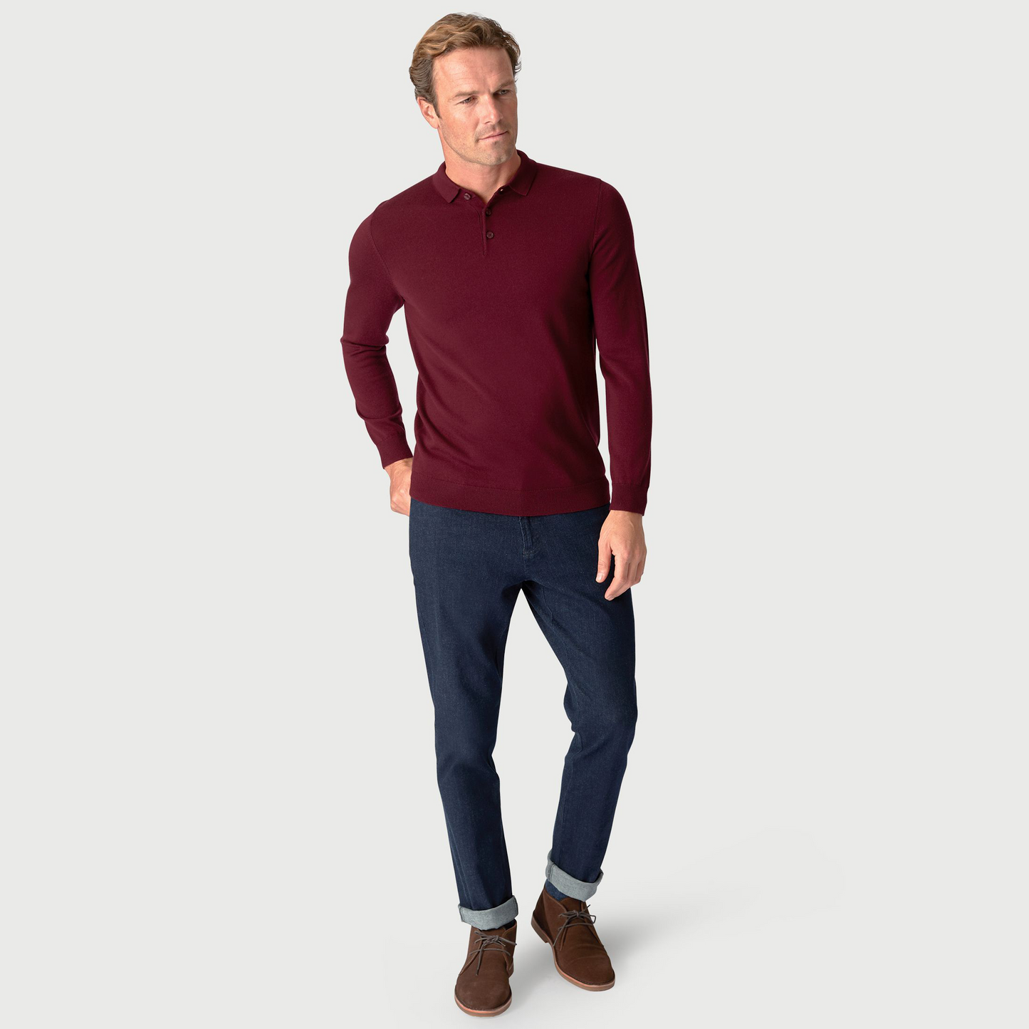 Merino Wool Long Sleeved Polo