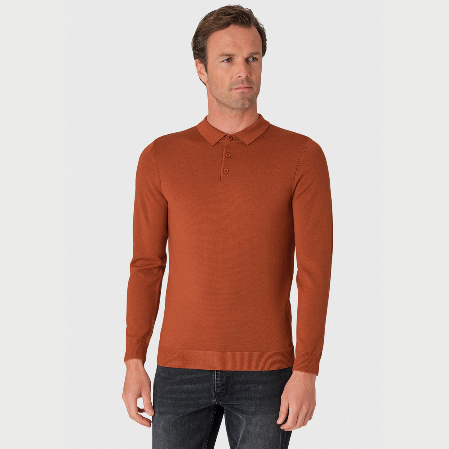 Merino Wool Long Sleeved Polo