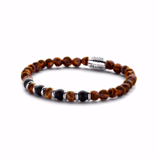 Tasker & Shaw | Luxury Menswear | Brown/Black Tigereye and Agate Bead Bracelet for Men