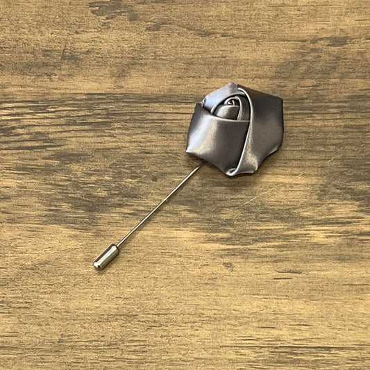 Tasker & Shaw | Luxury Menswear | Pewter satin rose boutonniere