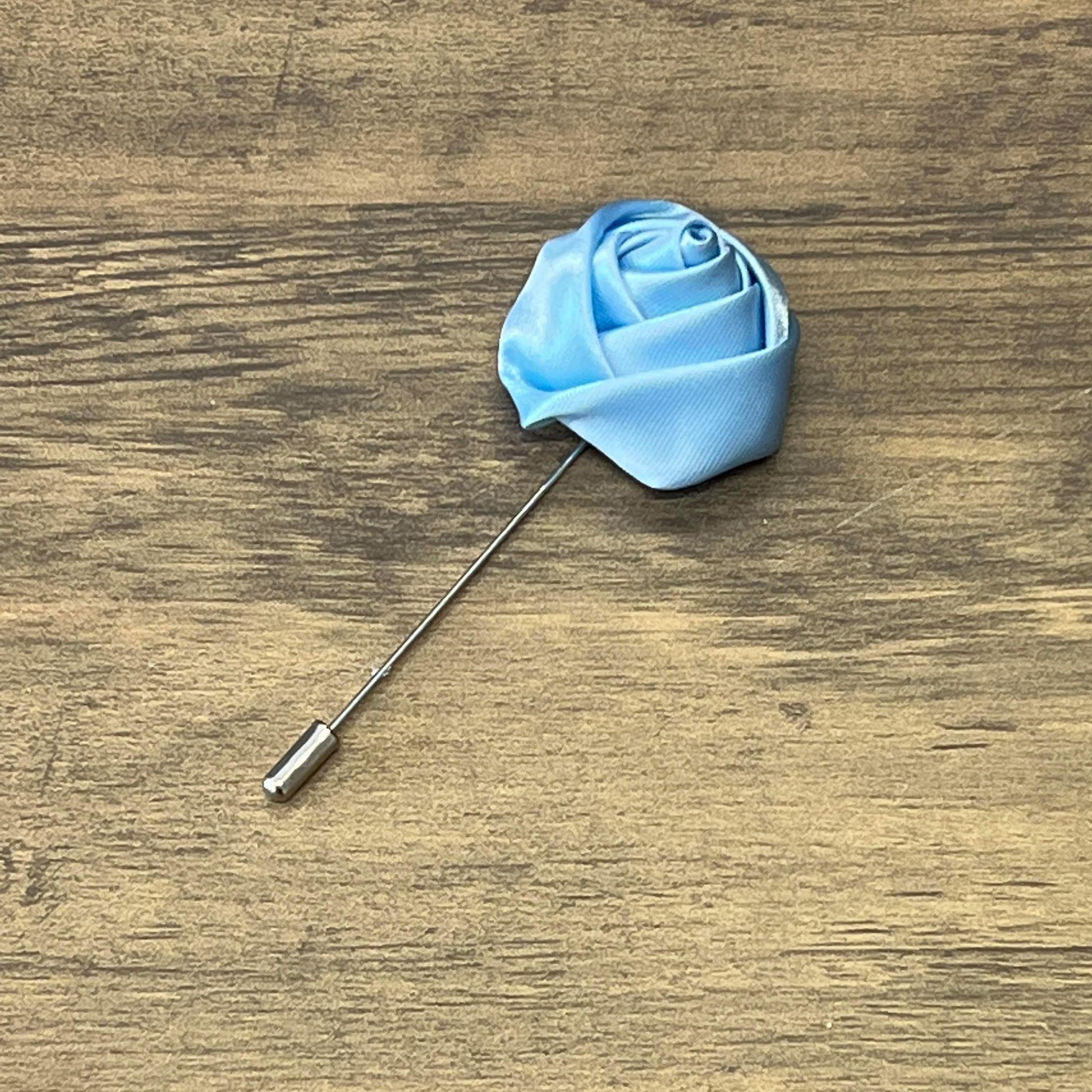 Tasker & Shaw | Luxury Menswear | Sky blue satin rose boutonniere