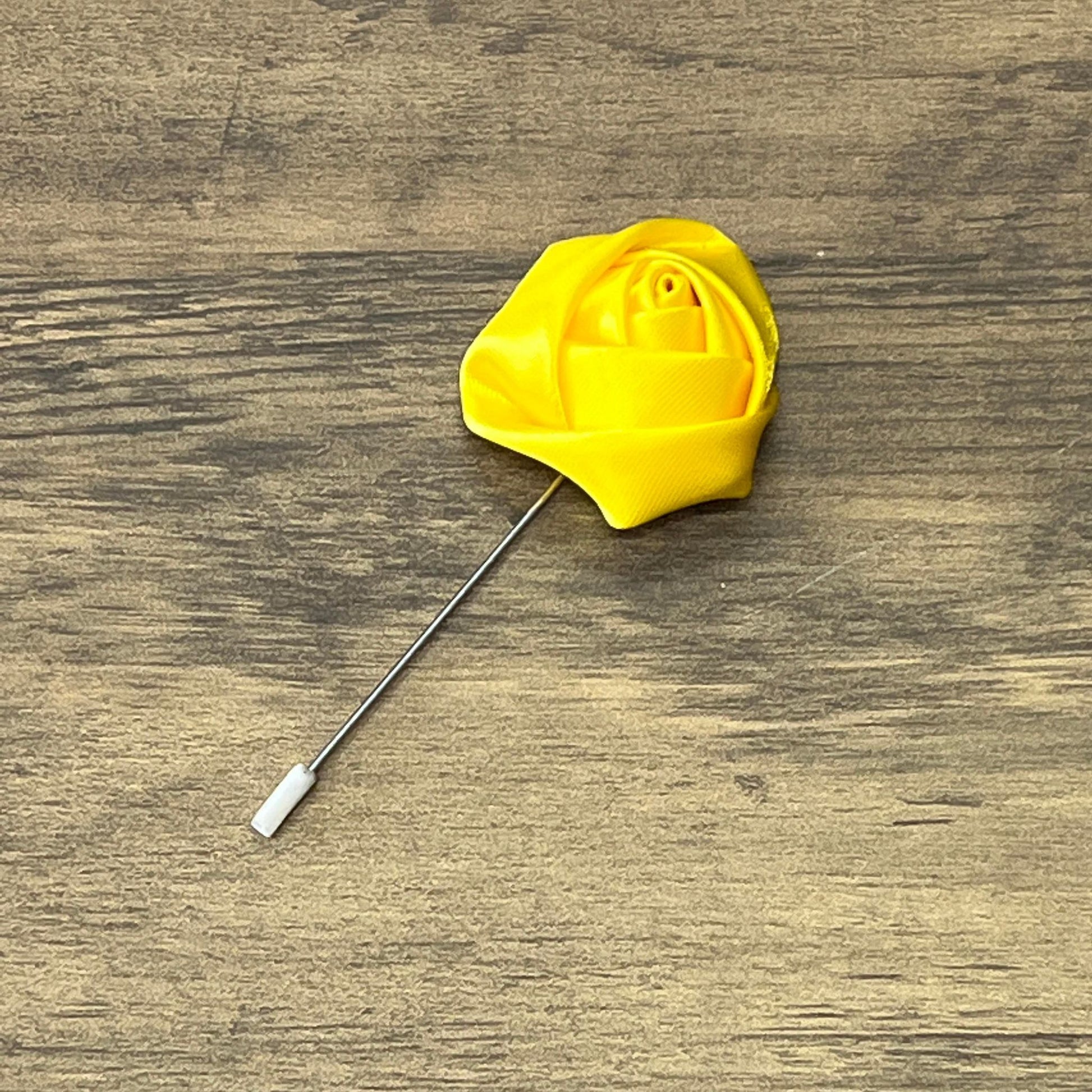 Tasker & Shaw | Luxury Menswear | Sunshine yellow satin rose boutonniere