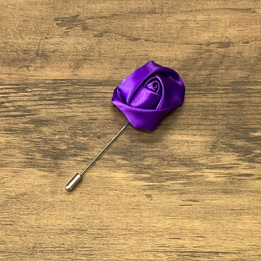 Tasker & Shaw | Luxury Menswear | Royal purple satin rose boutonniere