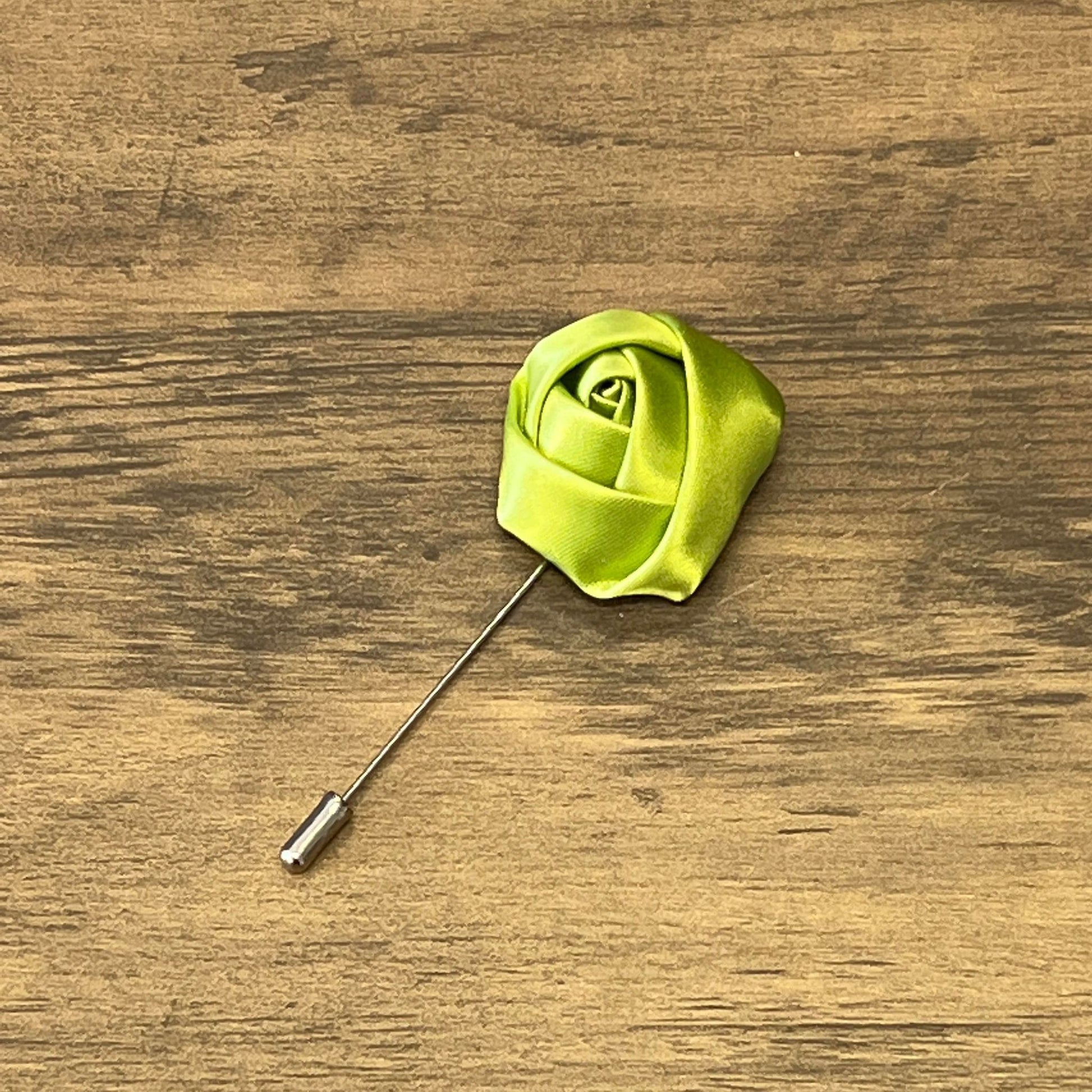 Tasker & Shaw | Luxury Menswear | Lime green satin rose boutonniere