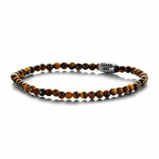Tasker & Shaw | Luxury Menswear | Brown Tigereye Beaded Mens Bracelet with Stainless Steel Bead