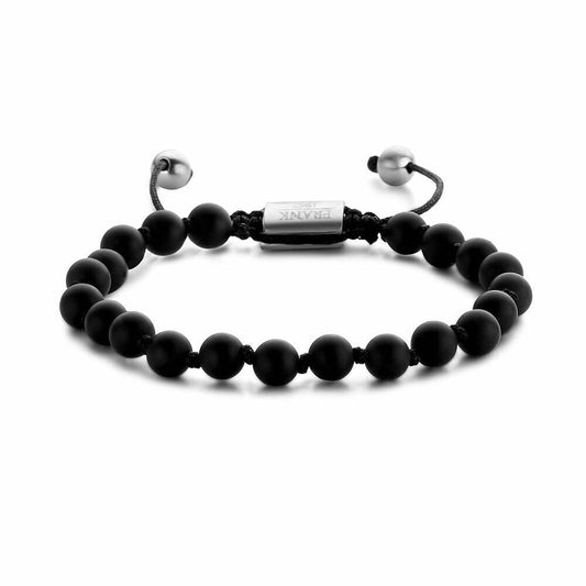 Tasker & Shaw | Luxury Menswear | Woven matt black agate bracelet