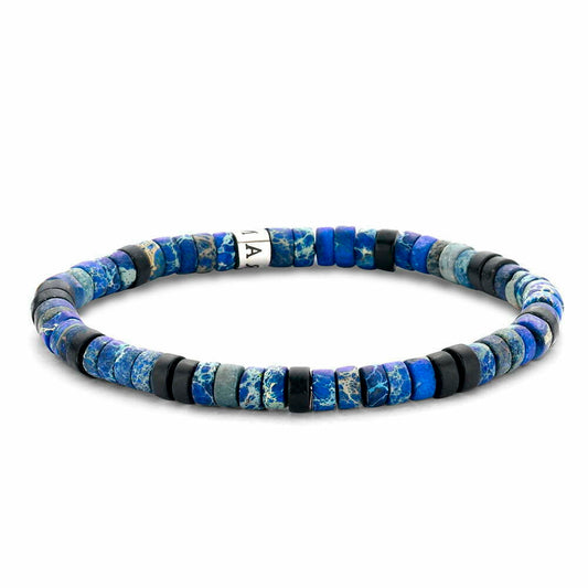 Tasker & Shaw | Luxury Menswear | Matt Dark Blue and Black Agate Bead Bracelets for Mens