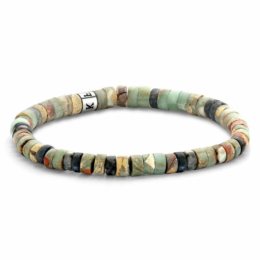 Tasker & Shaw | Luxury Menswear | Matt Light Green and Black Agate Bead Bracelets for Men
