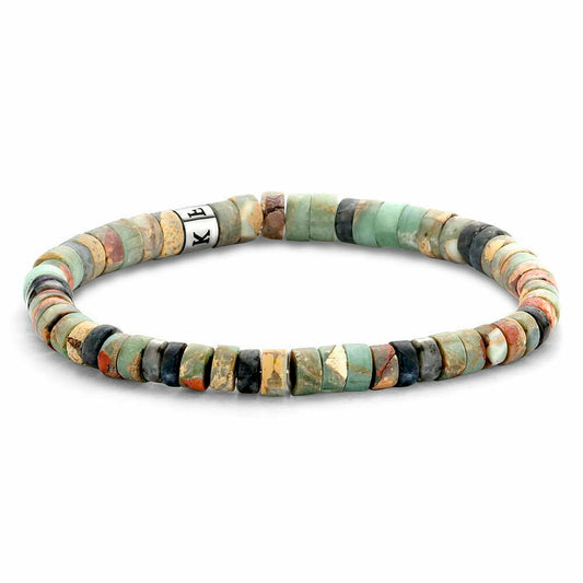 Tasker & Shaw | Luxury Menswear | Matt Light Green and Black Agate Bead Bracelets for Men