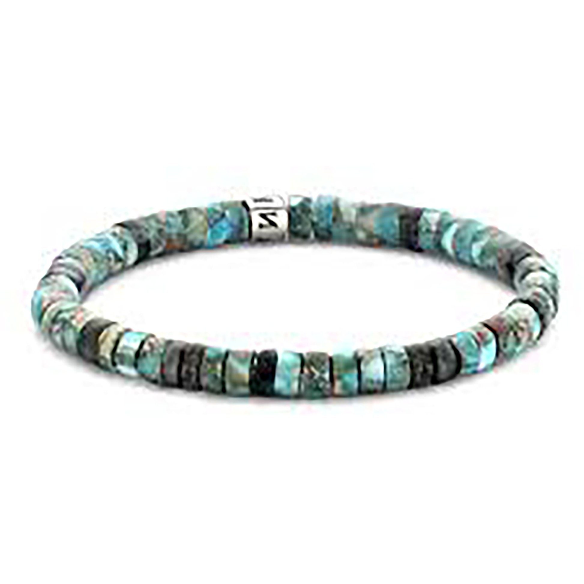Tasker & Shaw | Luxury Menswear | Matt Light Blue and Black Mens Stone Bracelet