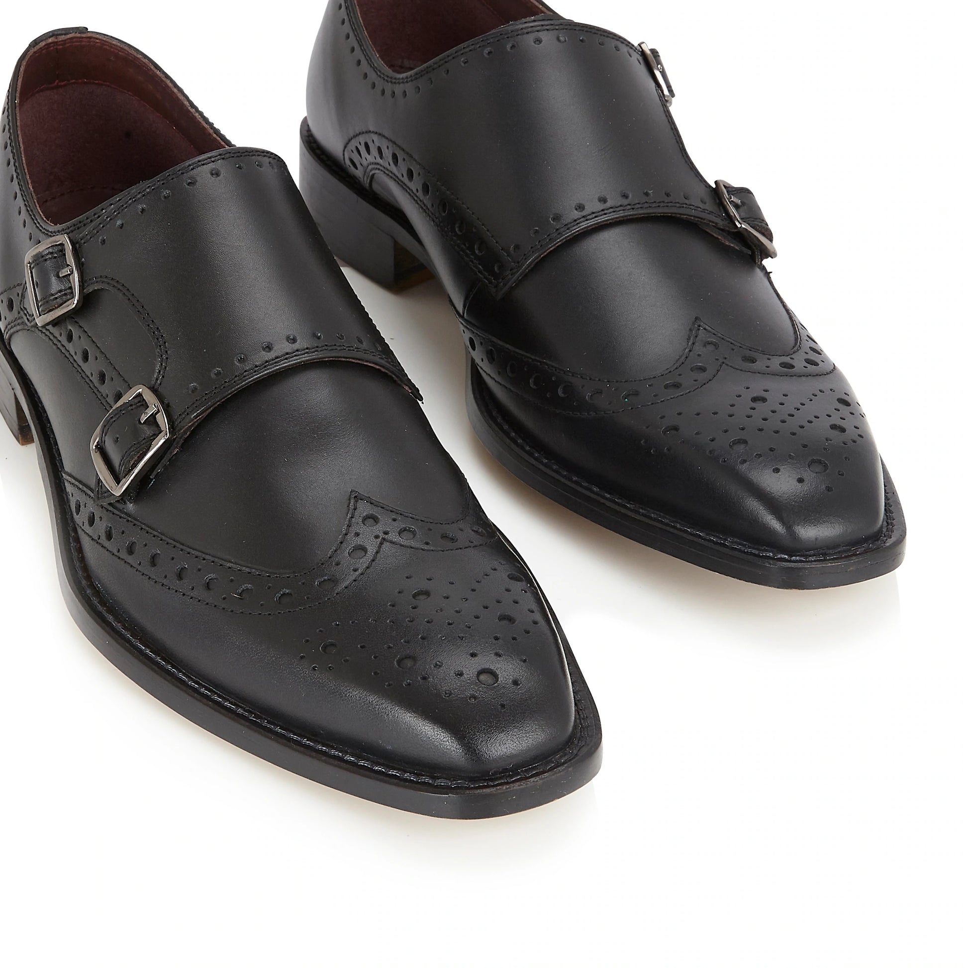 Tasker & Shaw | Luxury Menswear | Iona Monk Strap Brogue Black