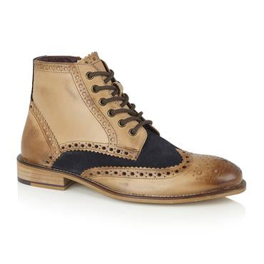 Tasker & Shaw | Luxury Menswear | Clyde Boot Tan/Navy Tweed