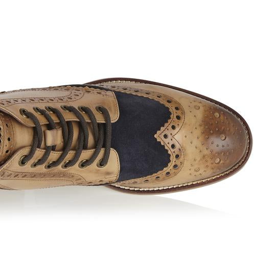 Tasker & Shaw | Luxury Menswear | Clyde Boot Tan/Navy Tweed