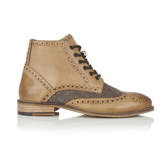 Tasker & Shaw | Luxury Menswear | Clyde Boot Tan/Tweed
