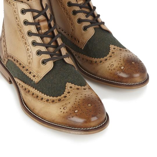 Tasker & Shaw | Luxury Menswear | Clyde Boot Tan/Green Tweed