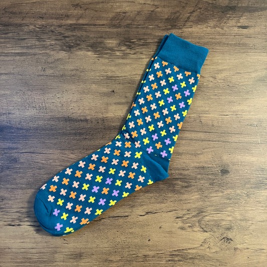 Tasker & Shaw | Luxury Menswear | Teal "X Marks the spot" socks