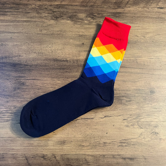 Tasker & Shaw | Luxury Menswear | Red to navy diamonds socks