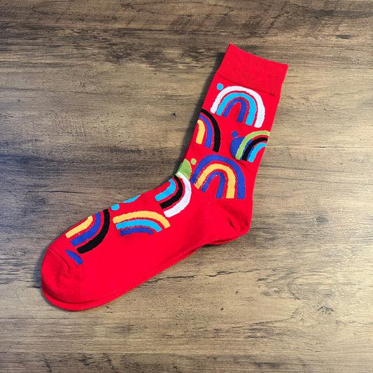 Tasker & Shaw | Luxury Menswear | Red "painted rainbow" Socks