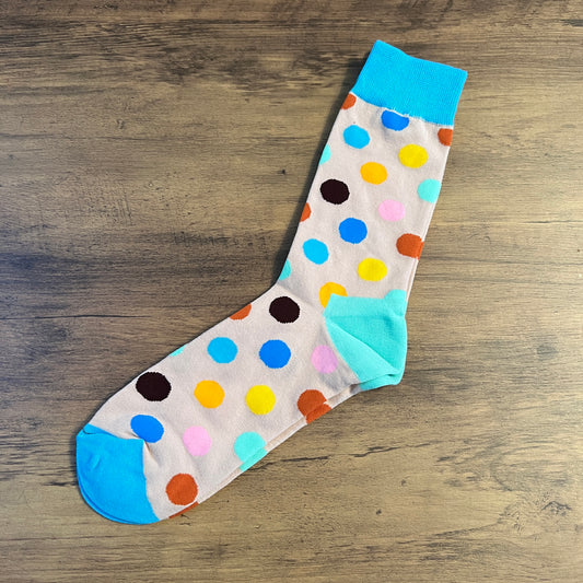 Tasker & Shaw | Luxury Menswear | Teal with multicolour spots socks