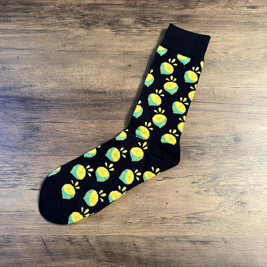 Tasker & Shaw | Luxury Menswear | Black Strange Grapefruit Socks