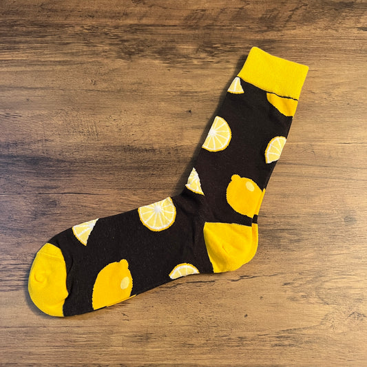 Tasker & Shaw | Luxury Menswear | Black and Yellow Lemon Slice Socks