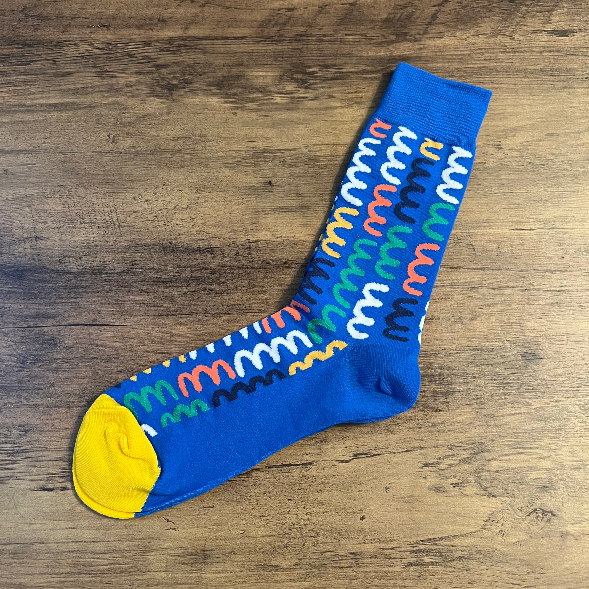 Tasker & Shaw | Luxury Menswear | Royal blue "Squiggle" socks