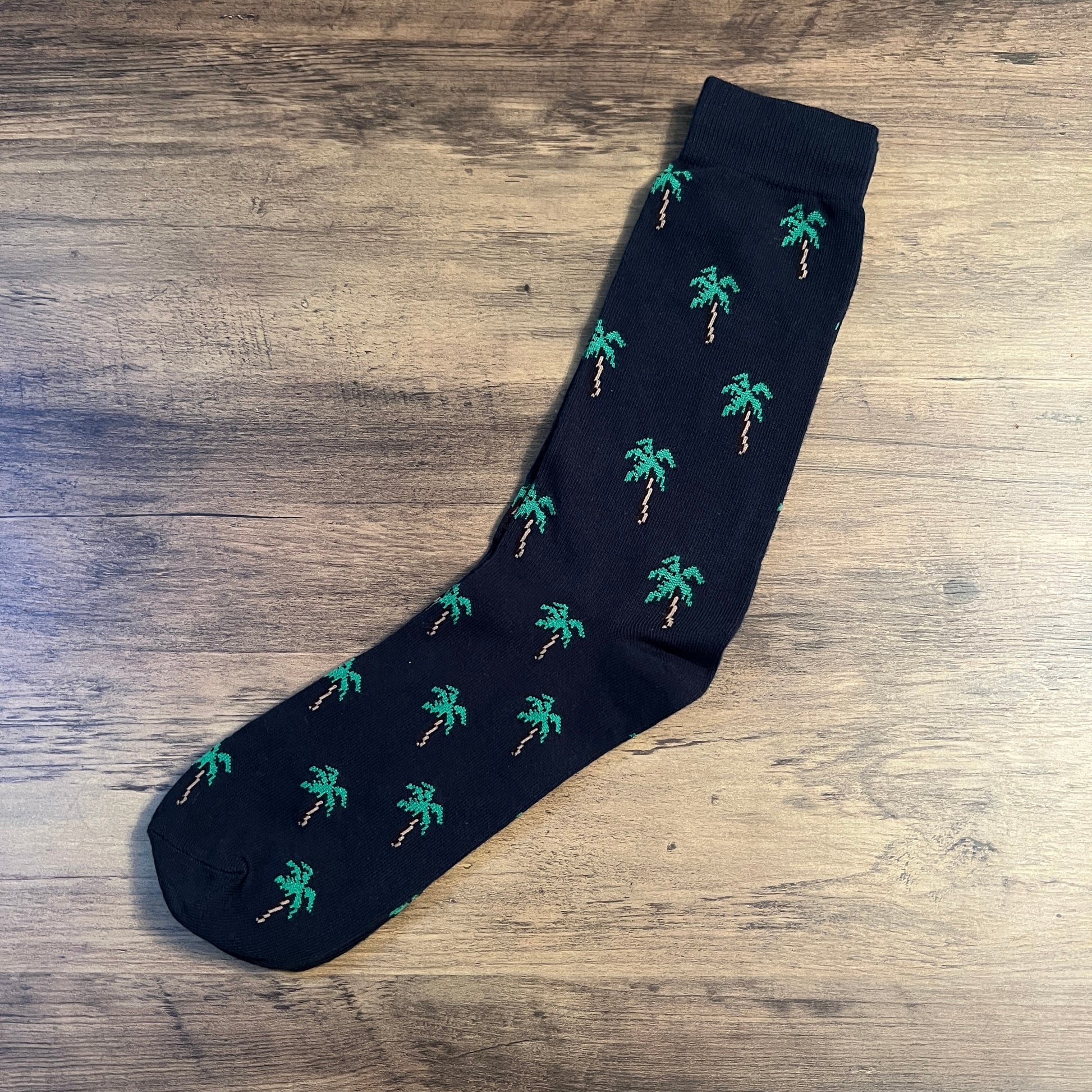 Tasker & Shaw | Luxury Menswear | Black with palm tree socks