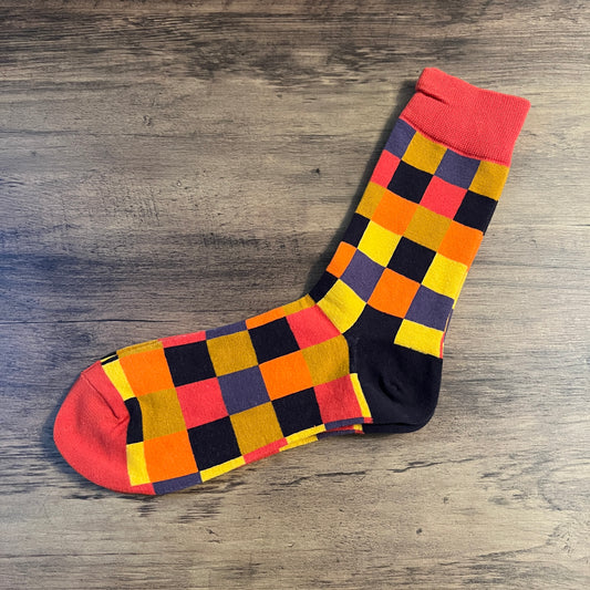 Tasker & Shaw | Luxury Menswear | Autumn Colours Cubes Socks