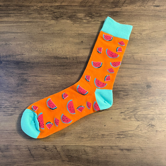 Tasker & Shaw | Luxury Menswear | Aqua & Orange Watermelon Slice Socks