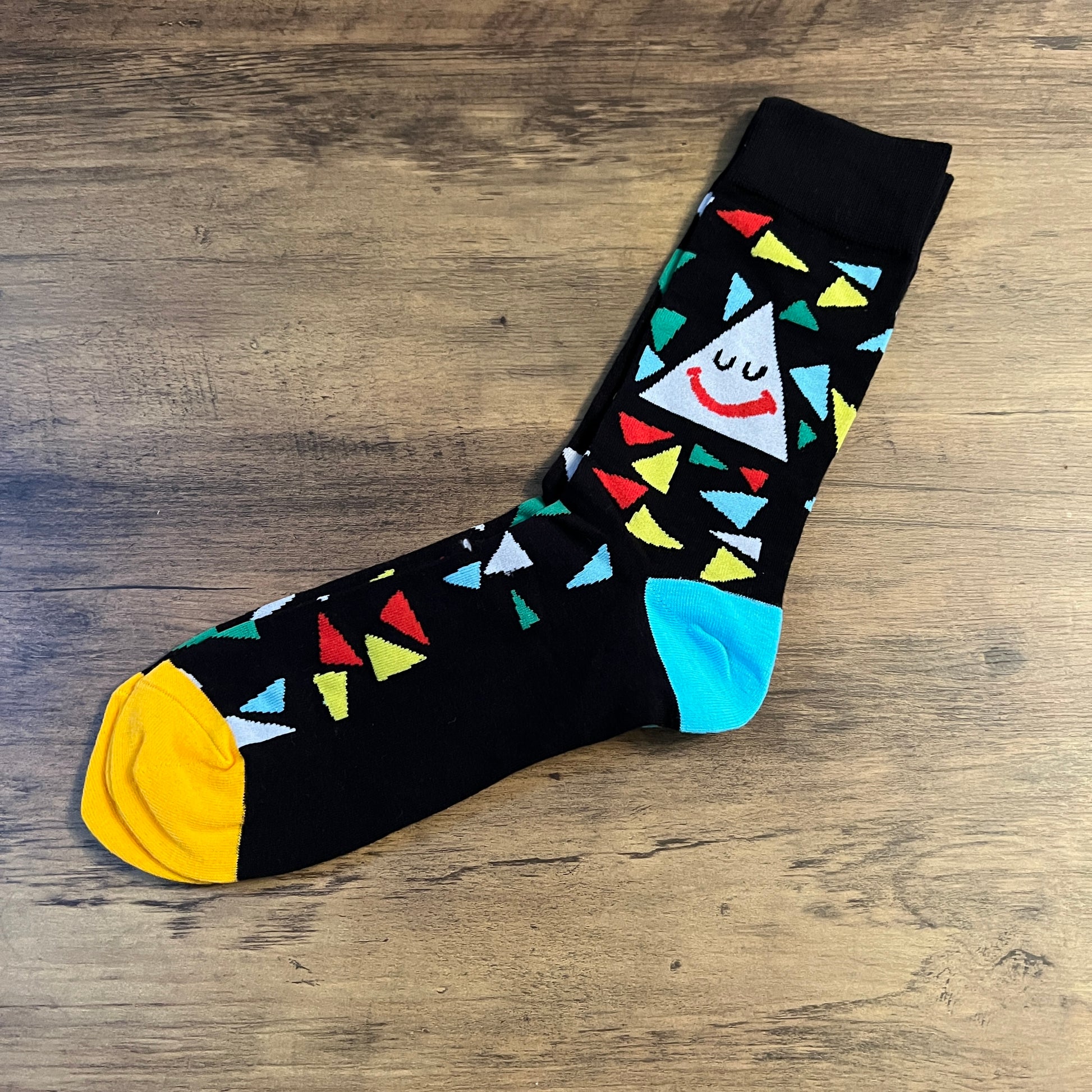 Tasker & Shaw | Luxury Menswear | Black Happy Triangle Socks