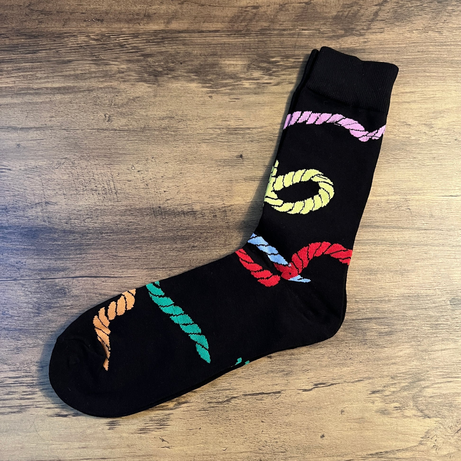 Tasker & Shaw | Luxury Menswear | Black Multicoloured Rope Socks