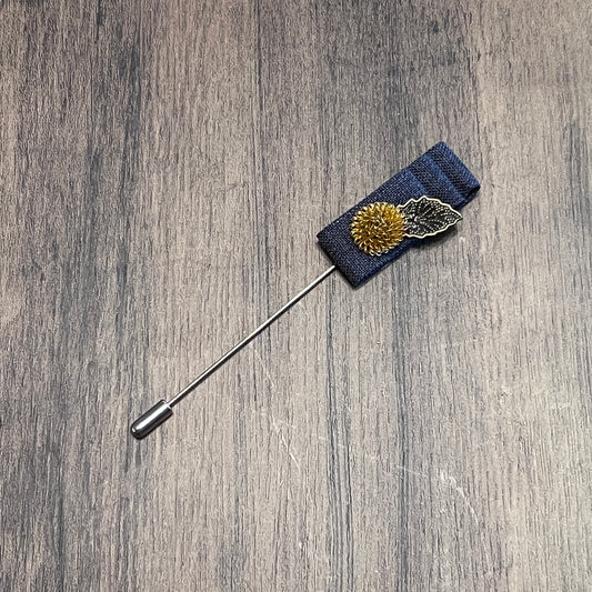 Tasker & Shaw | Luxury Menswear | Gold thistle on navy tweed