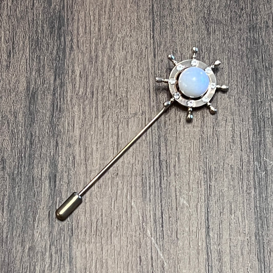 Tasker & Shaw | Luxury Menswear | Gold boat helm with pearl lapel pin