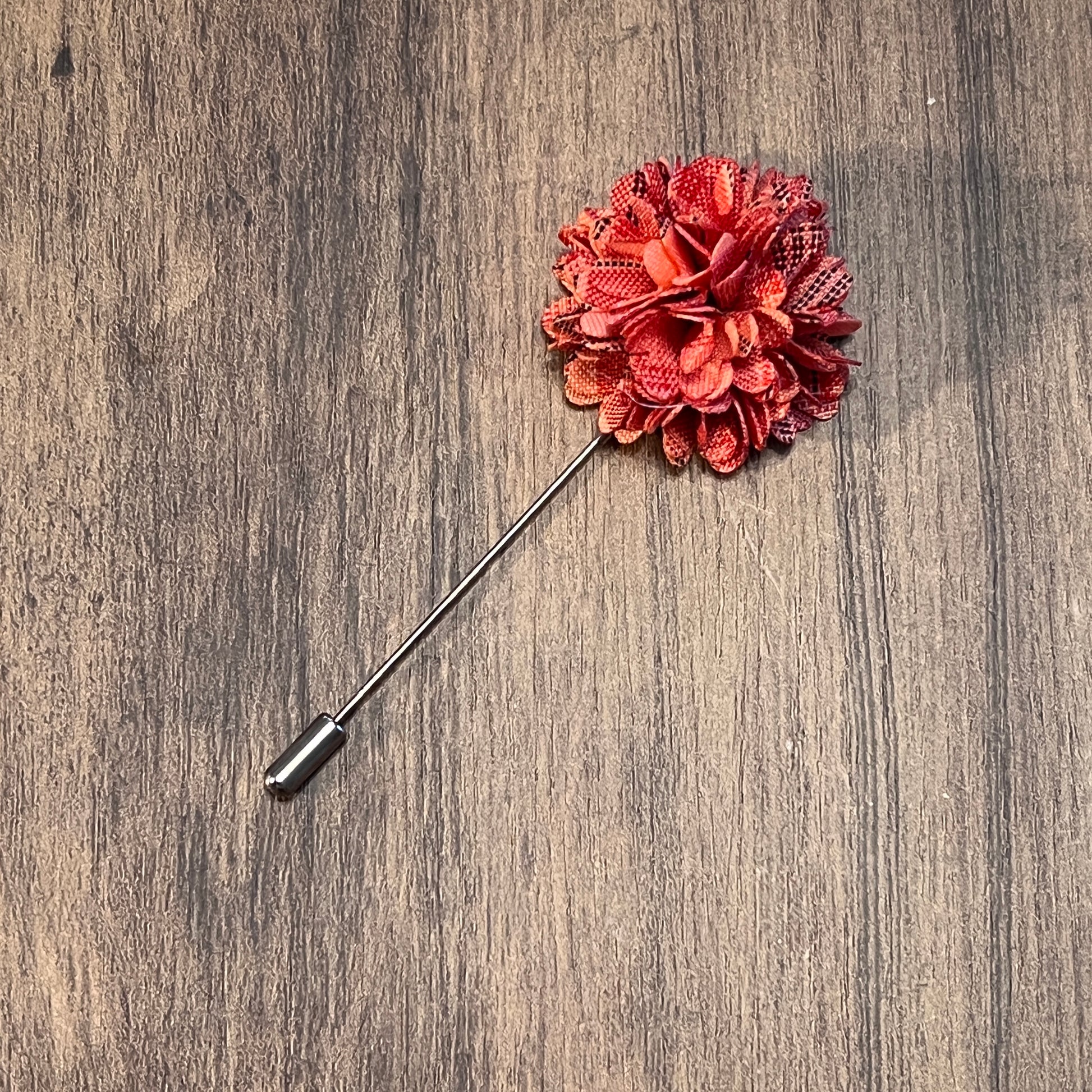 Tasker & Shaw | Luxury Menswear | Orange flower buttonaire lapel pin