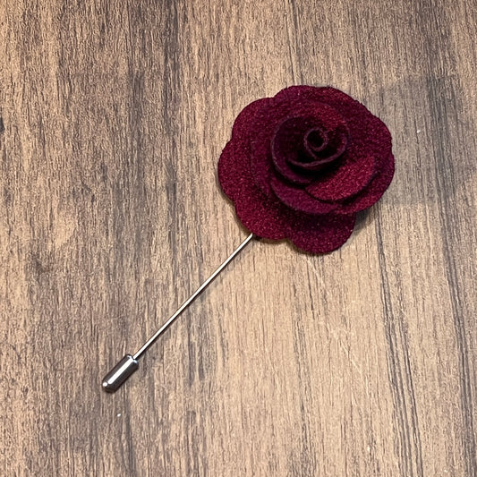 Tasker & Shaw | Luxury Menswear | Maroon rose lapel pin