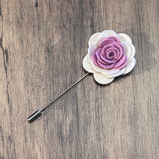 Tasker & Shaw | Luxury Menswear | White and Pink rose lapel pin