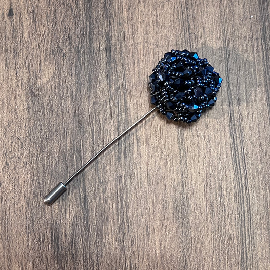 Tasker & Shaw | Luxury Menswear | Black Crystal Flowe Lapel Pin