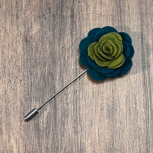 Tasker & Shaw | Luxury Menswear | Teal and Green rose lapel pin