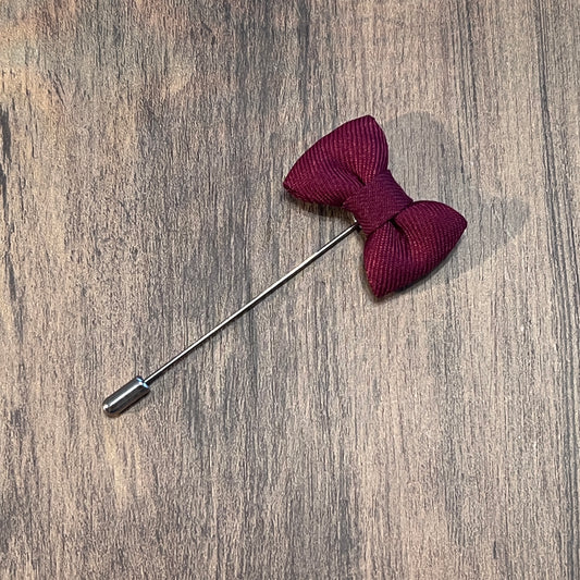 Tasker & Shaw | Luxury Menswear | Maroon bow tie lapel pin