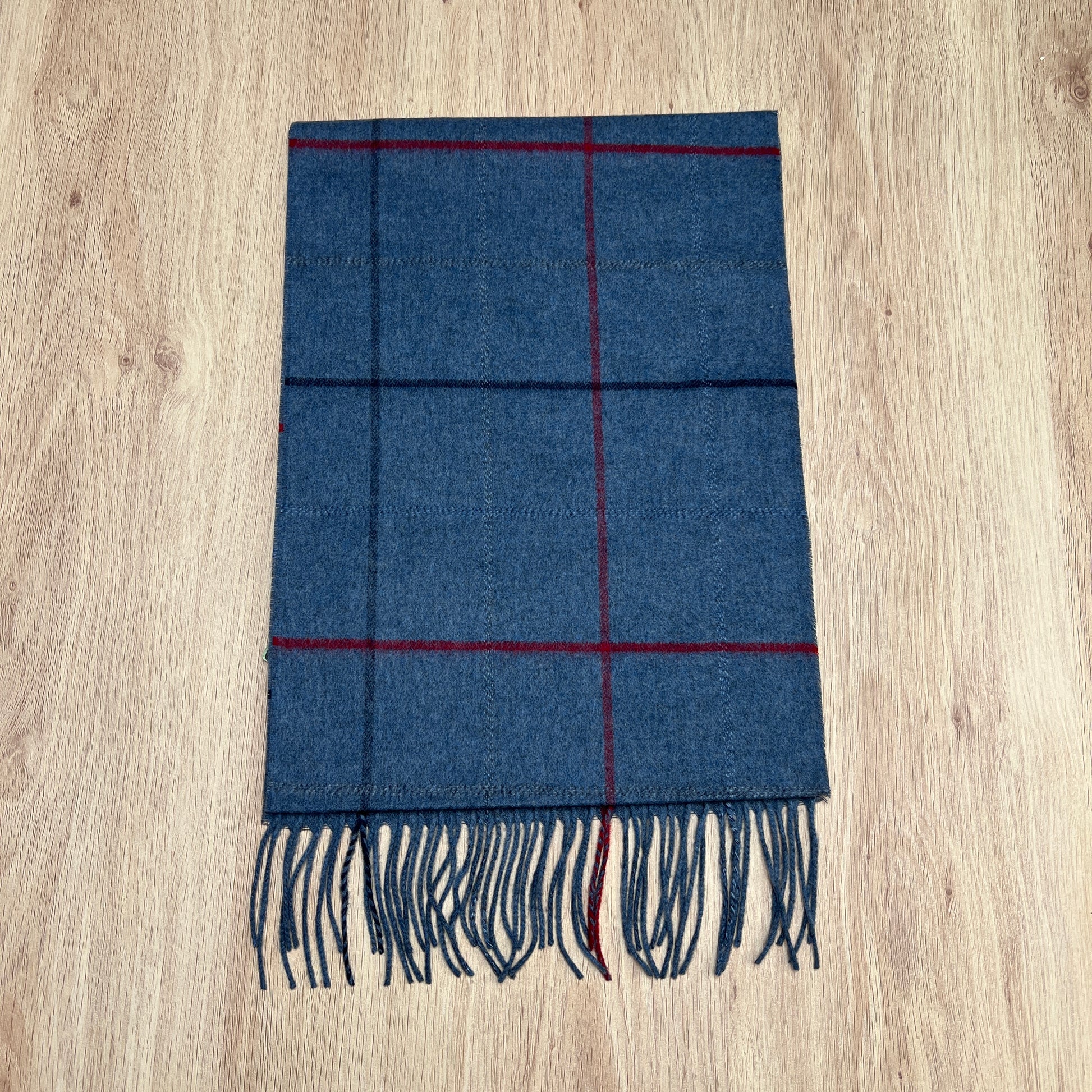 Tasker & Shaw | Luxury Menswear | Cashmere blend scarf - blue & red checked