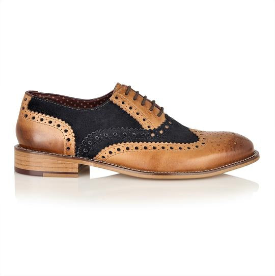 Tasker & Shaw | Luxury Menswear | Clyde Brogue Tan/Navy