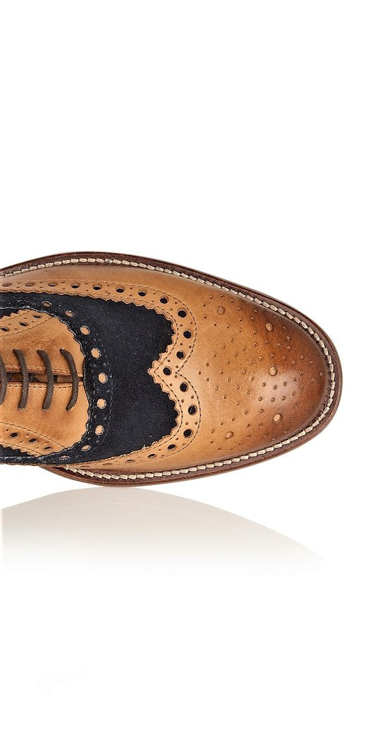 Tasker & Shaw | Luxury Menswear | Clyde Brogue Tan/Navy