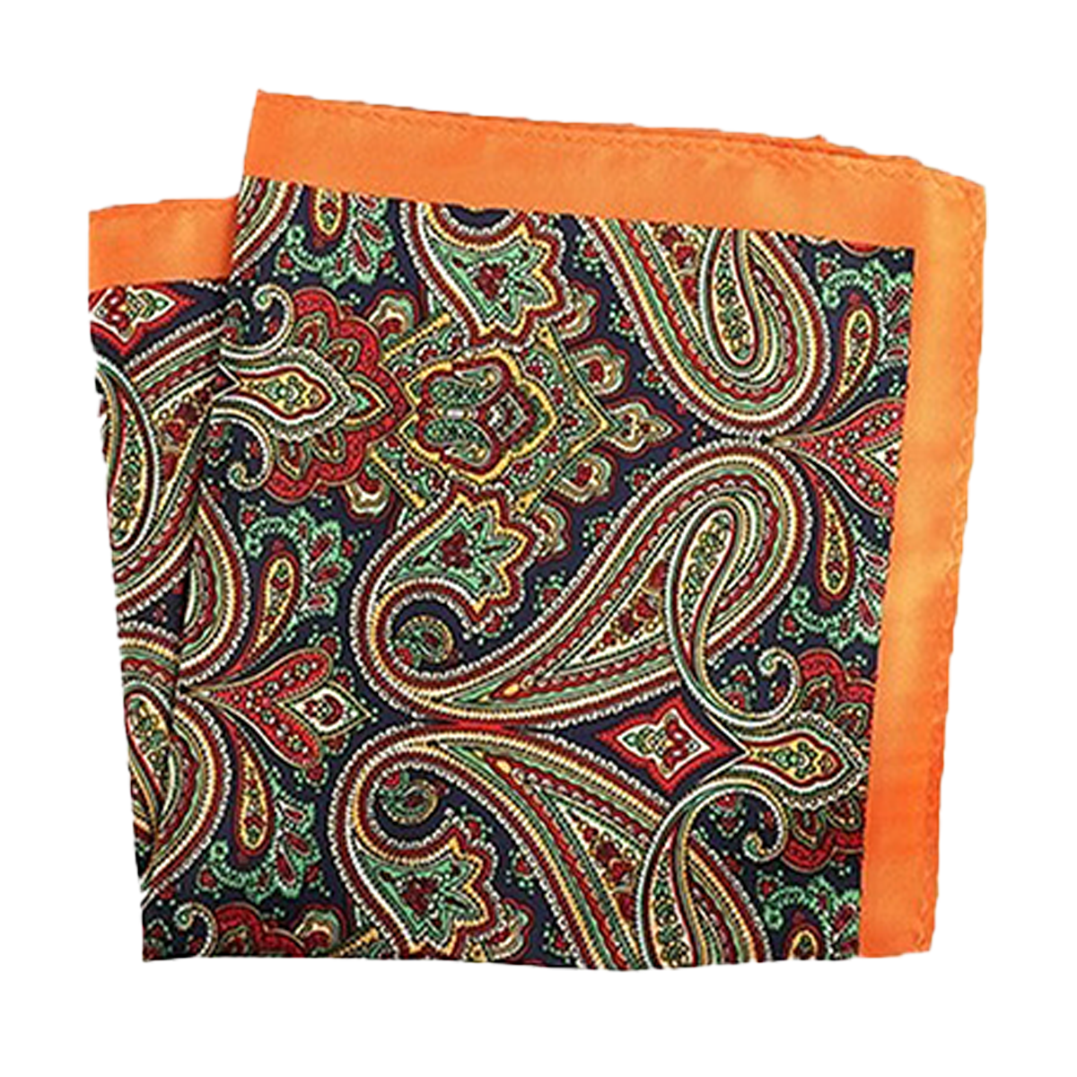 Tasker & Shaw | Luxury Menswear | Orange edged and Paisley, pure silk pocket square