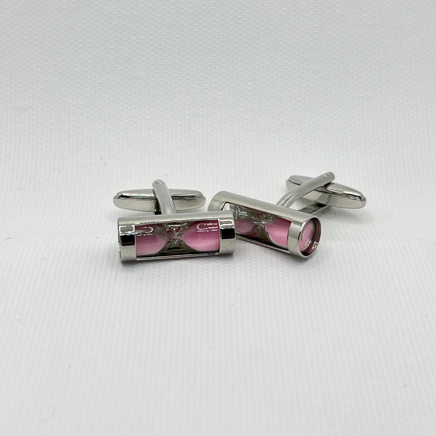 Tasker & Shaw | Luxury Menswear | Pink working hourglass timer cufflinks