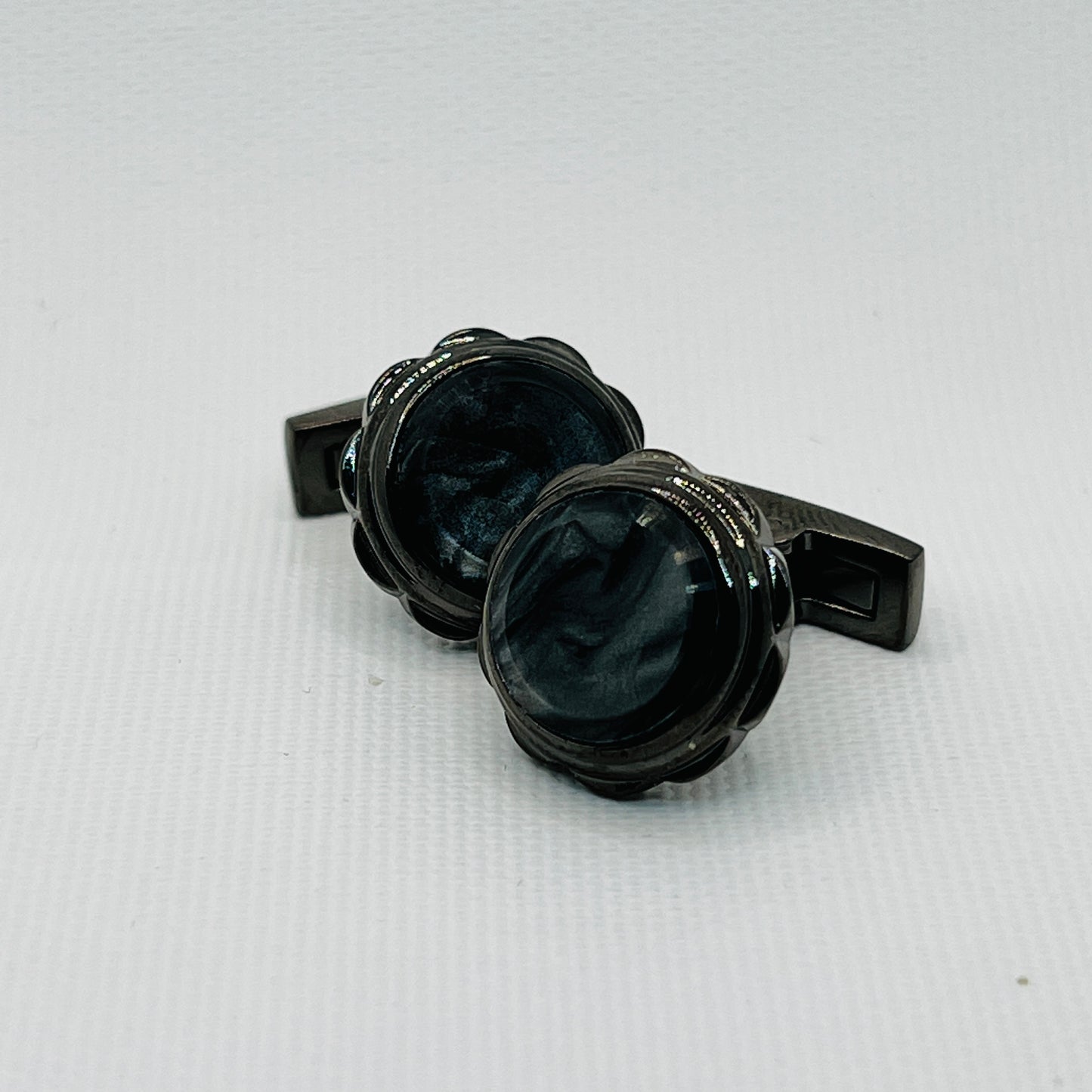 Tasker & Shaw | Luxury Menswear | Black Cufflinks with Black Marble Face