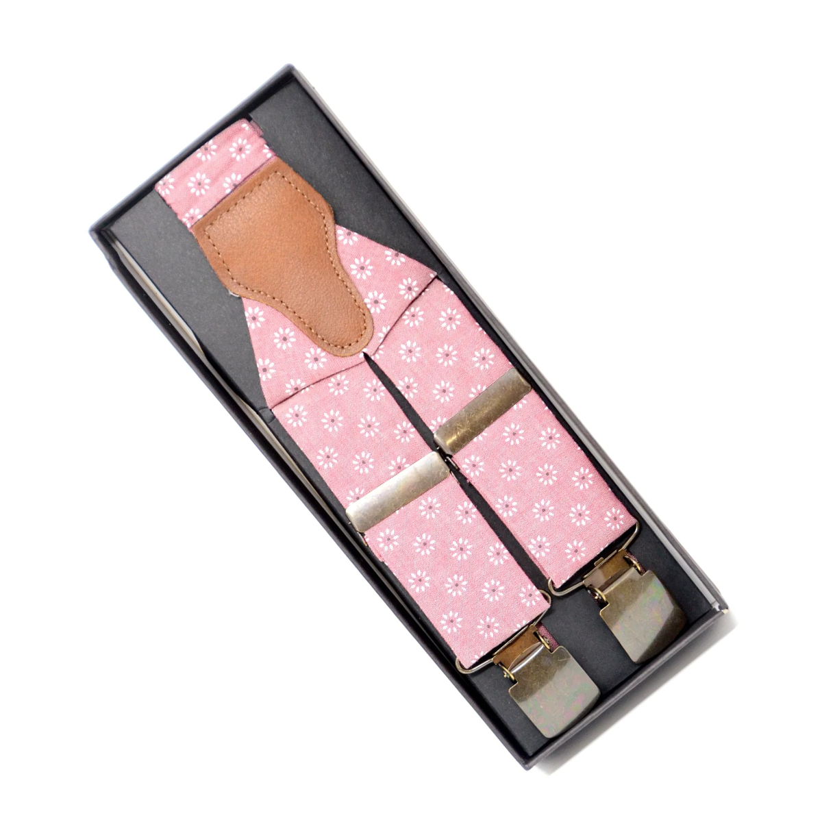 Tasker & Shaw | Luxury Menswear | Pink Daisies, french cotton braces/suspenders